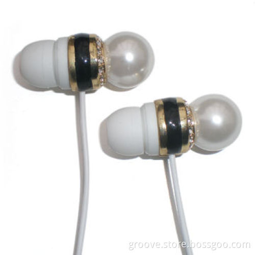Wired Earphones with Pearl, for MP3, MP4, iPad, iPhone